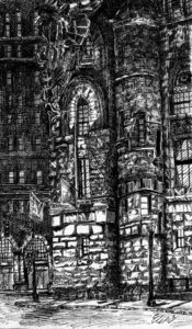 auschwitz boston,ma castle at park plaza black and white drawing